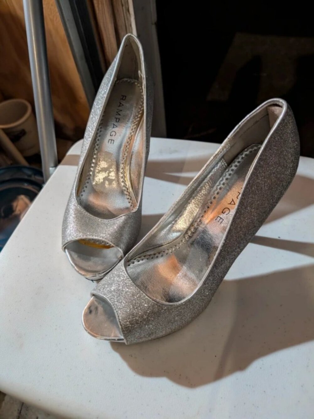 Sparkly Silver Stiletto Shoe